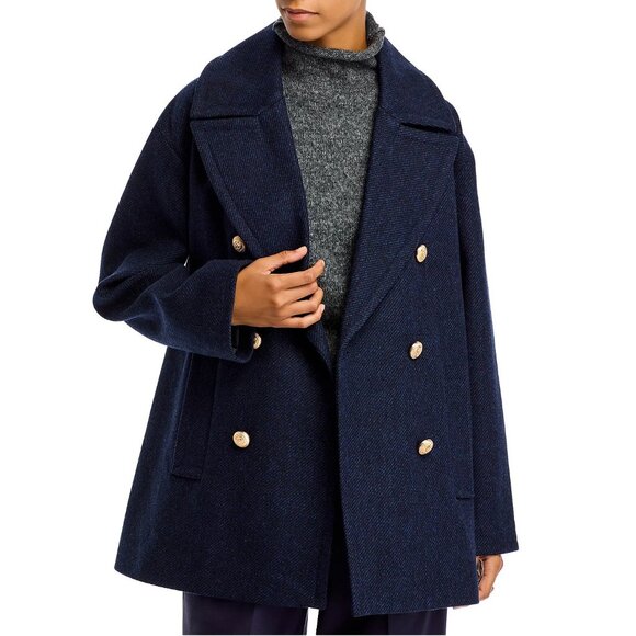 New Aqua Wool Blend Oversized Peacoat Navy Blue XL $148 - Picture 1 of 10